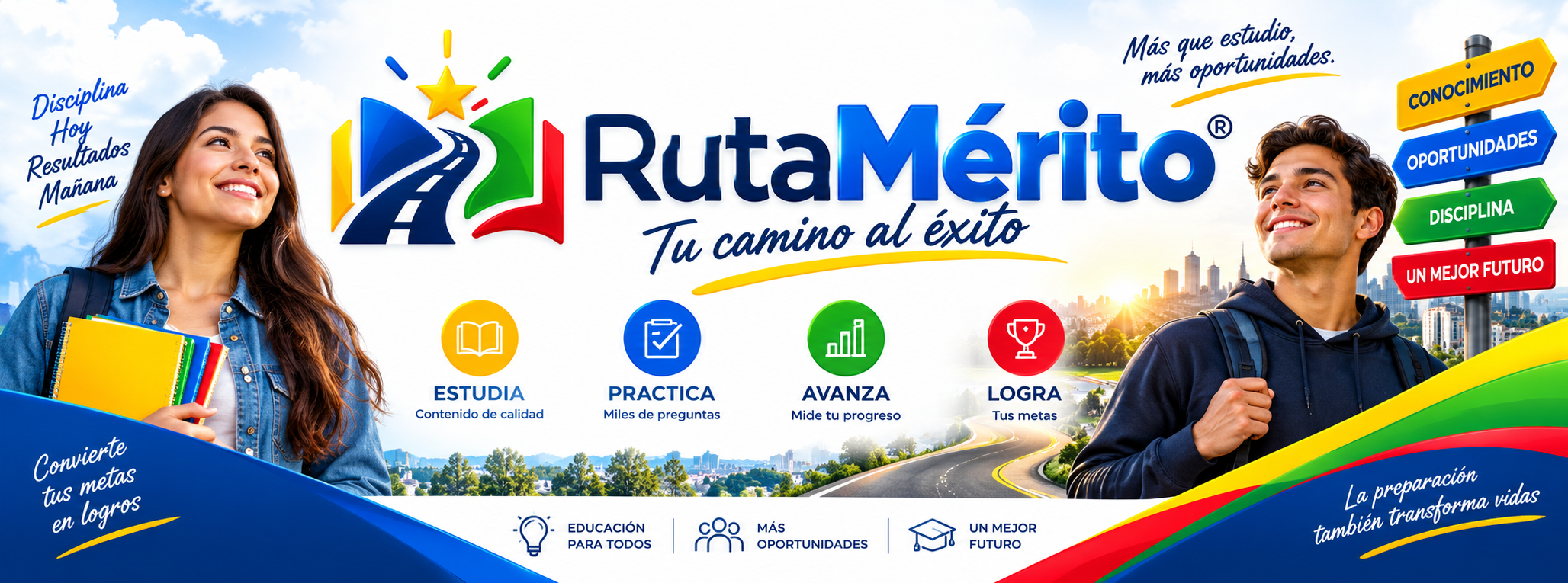 Portada de Ruta al Empleo Público™ con estudiantes, aprendizaje y oportunidades